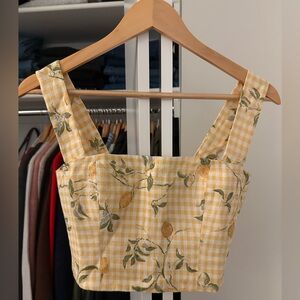 Reformation Vio Linen Top in Lemon Meringue